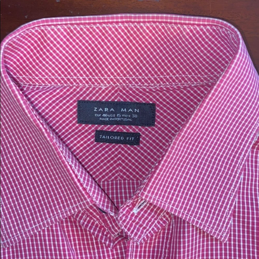 ZARA MAN Tailored Fit Sz 15 Mens Dress Shirt Red